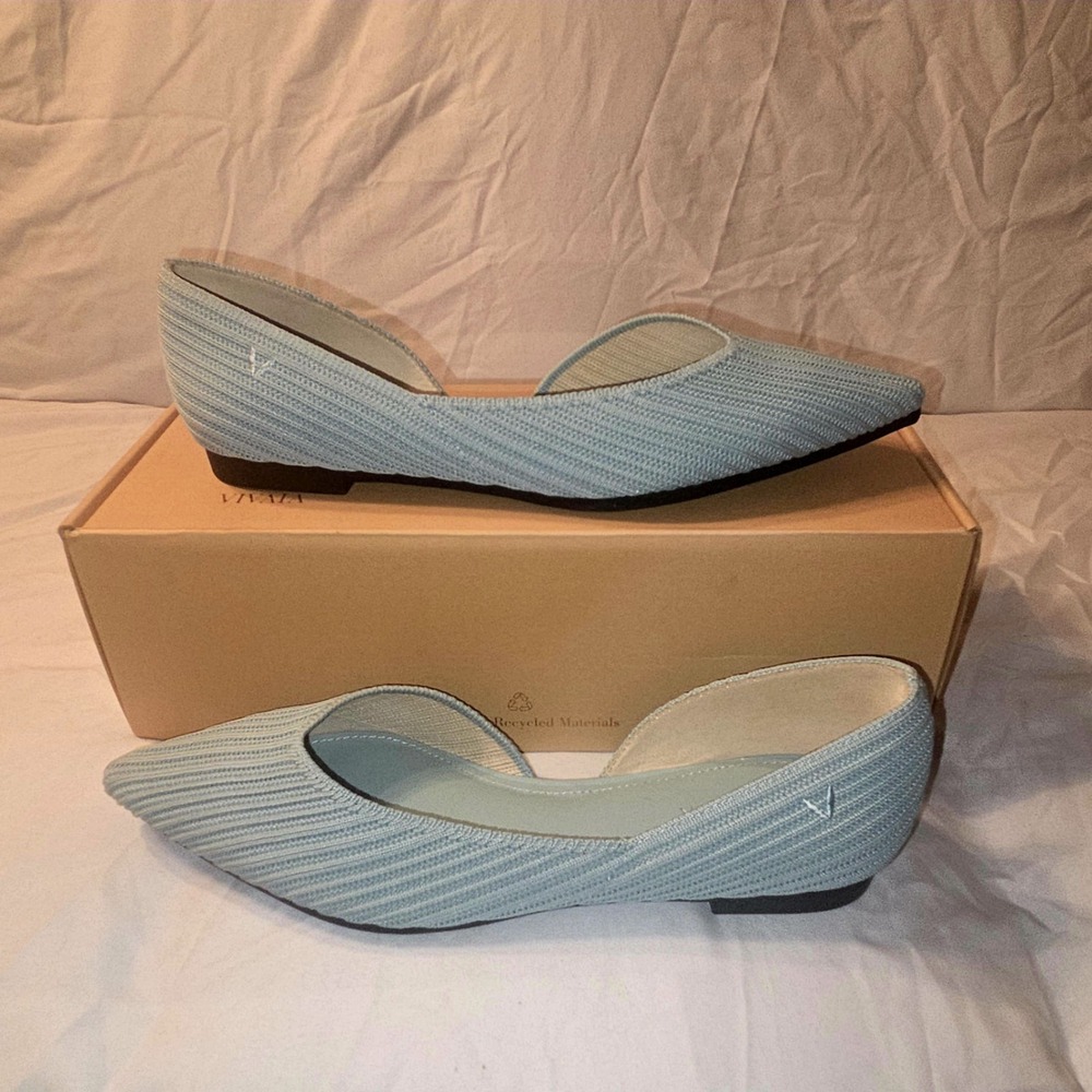 VIVAIA Sky Blue Knit Pointed Toe D'Orsay Flats Shoes EU 39 US 8‎ - Picture 4 of 9